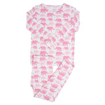 Sweet Bamboo Pink Elephant 2 Piece Pajama Set with Comfortable Cuffed Pants for Kids - 