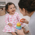 Sweet Bamboo Pink Elephant Swirly Girl Dress - 