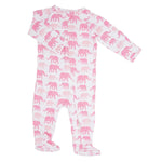 Sweet Bamboo Pink Elephant Zipper Footie with Two Way Zip for Cozy Babies - 