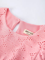 Rylee Faith Designs Pink Eyelet Embroidered Girl Short Sleeve Dress - 
