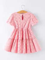 Rylee Faith Designs Pink Eyelet Embroidered Girl Short Sleeve Dress - 