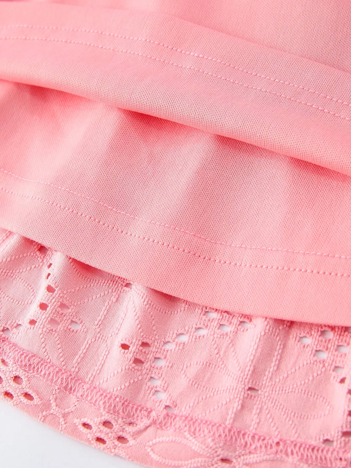 Rylee Faith Designs Pink Eyelet Embroidered Girl Short Sleeve Dress - 