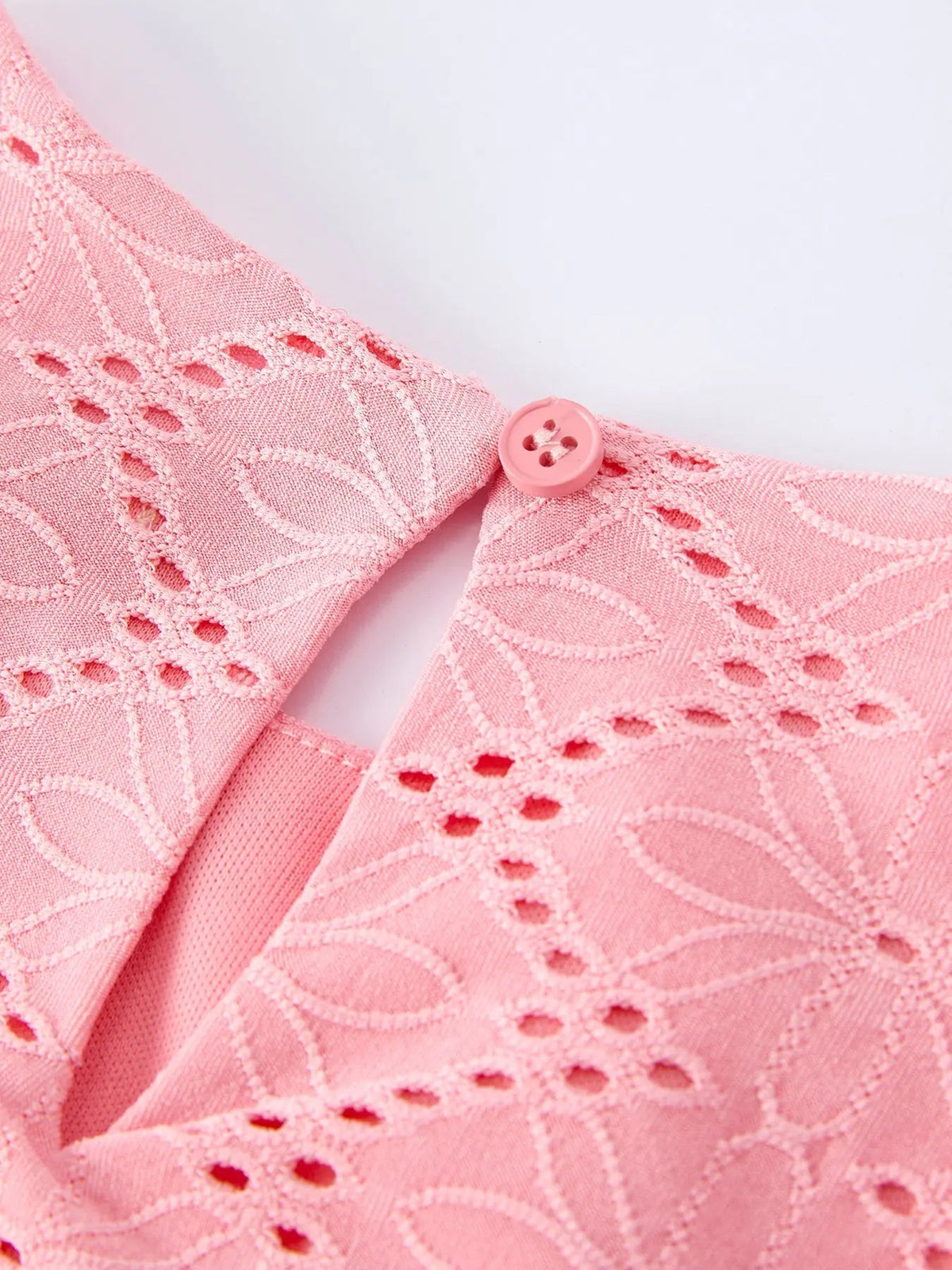 Rylee Faith Designs Pink Eyelet Embroidered Girl Short Sleeve Dress - 