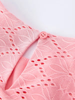 Rylee Faith Designs Pink Eyelet Embroidered Girl Short Sleeve Dress - 