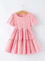 Rylee Faith Designs Pink Eyelet Embroidered Girl Short Sleeve Dress - 