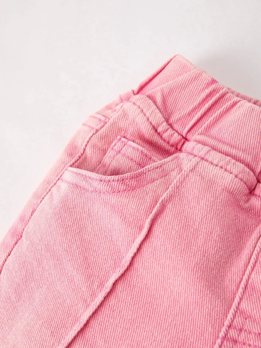 Rylee Faith Designs Pink Flared Elastic Stretch Jeans for Women - Everetts Place Boutique - 