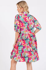 PinkBlush Pink Floral Button Short Sleeve Dress - 