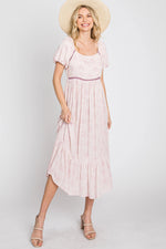 PinkBlush Pink Floral Crochet Accent Midi Dress - 