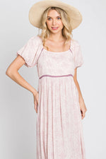 PinkBlush Pink Floral Crochet Accent Midi Dress - 
