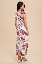 PinkBlush Pink Floral Mesh Ruched Sides Maxi Dress - 