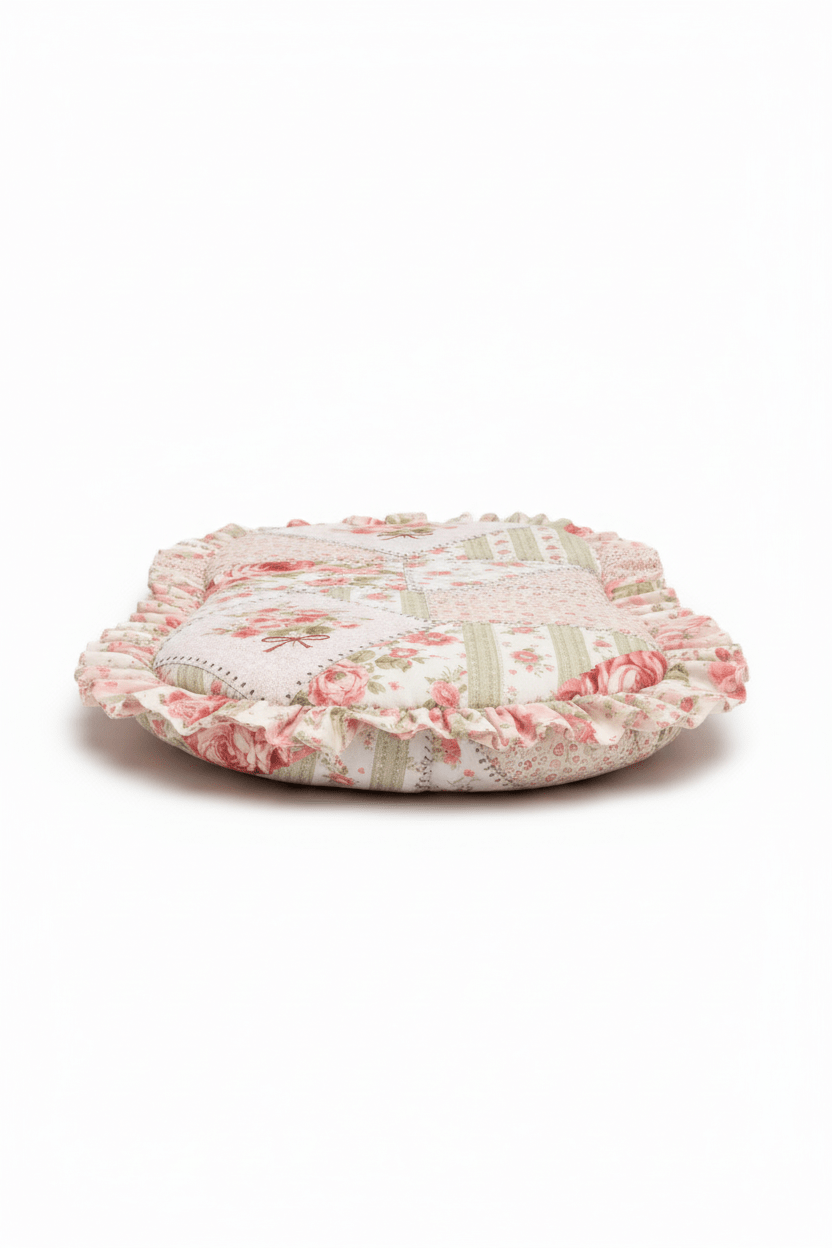 Little Mae & Co Pink Floral Patch Ruffle Baby Lounger CoverEveretts Place