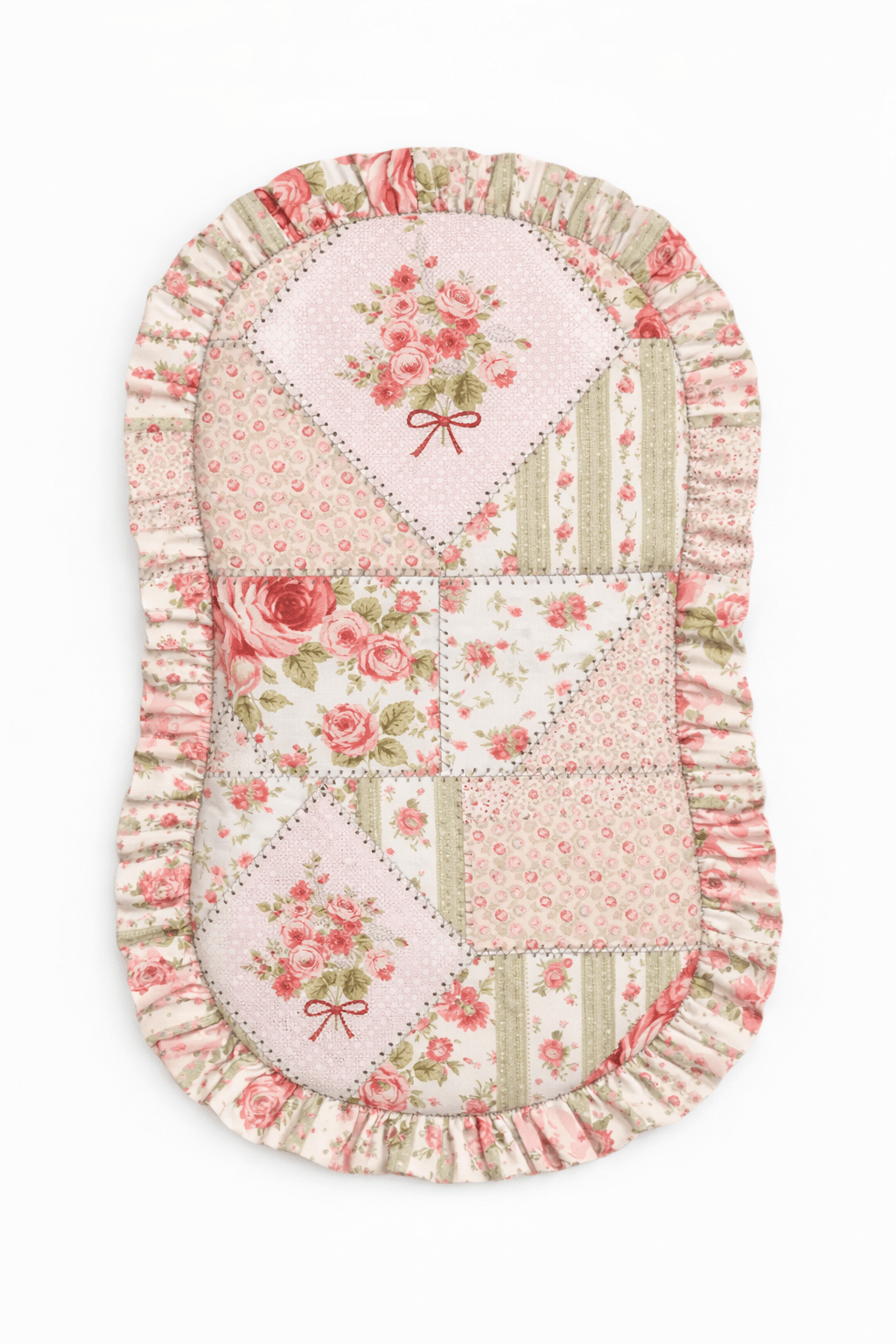 Little Mae & Co Pink Floral Patch Ruffle Baby Lounger CoverEveretts Place