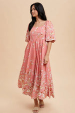 PinkBlush Pink Floral Print Puff Sleeve Maxi Dress - 