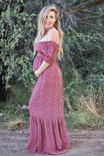 PinkBlush Pink Floral Puff Sleeve Maternity Maxi Dress - 