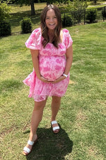 PinkBlush Pink Floral Puff Sleeve Maternity Mini Dress - 