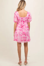 PinkBlush Pink Floral Puff Sleeve Maternity Mini Dress - 