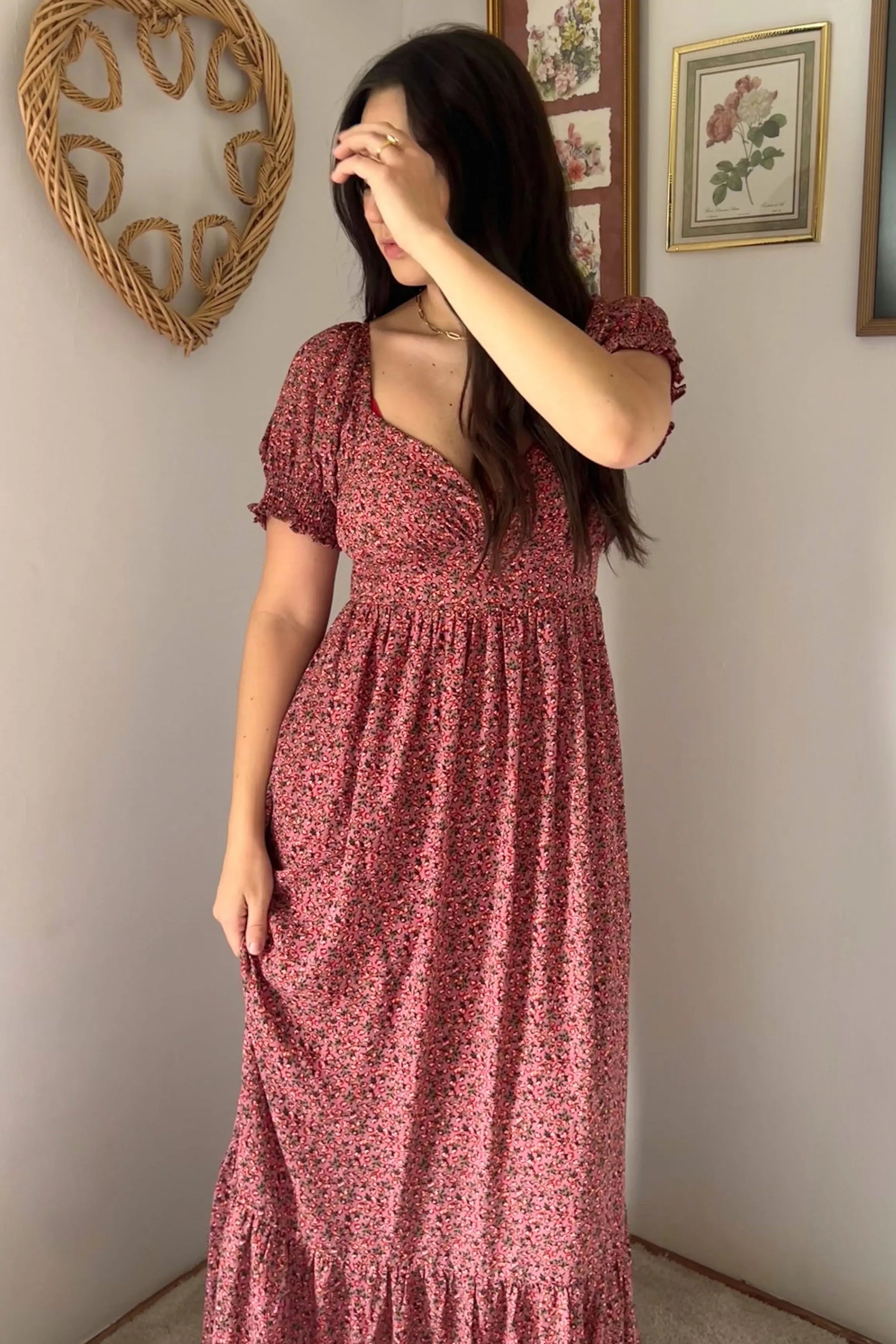 PinkBlush Pink Floral Puff Sleeve Maxi Dress - 