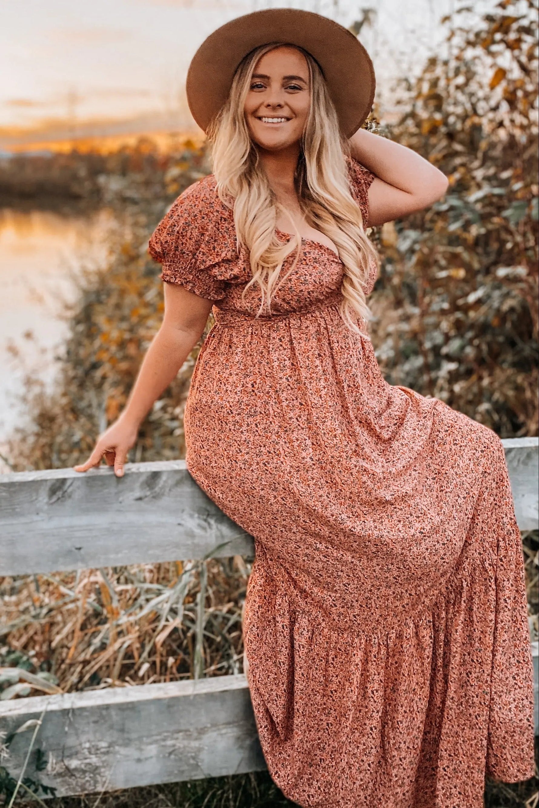 PinkBlush Pink Floral Puff Sleeve Maxi Dress - 