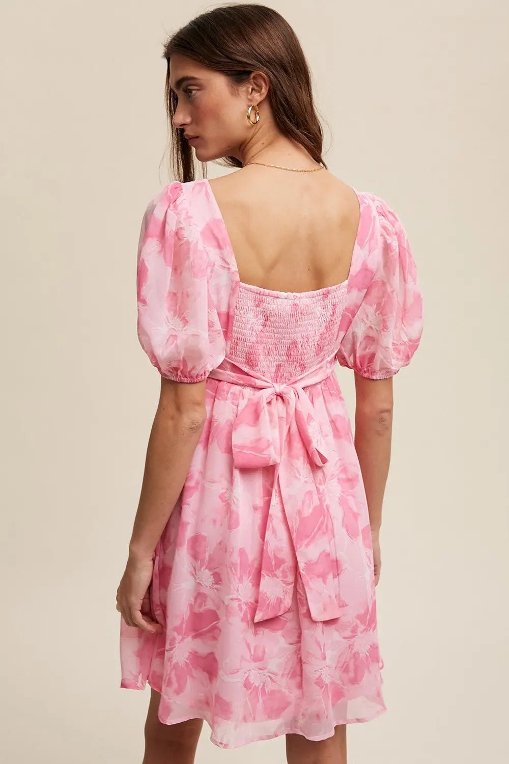 PinkBlush Pink Floral Puff Sleeve Mini Dress - 