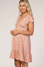 PinkBlush Pink Floral Ruffle Accent Maternity Dress - 