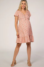 PinkBlush Pink Floral Ruffle Accent Maternity Dress - 