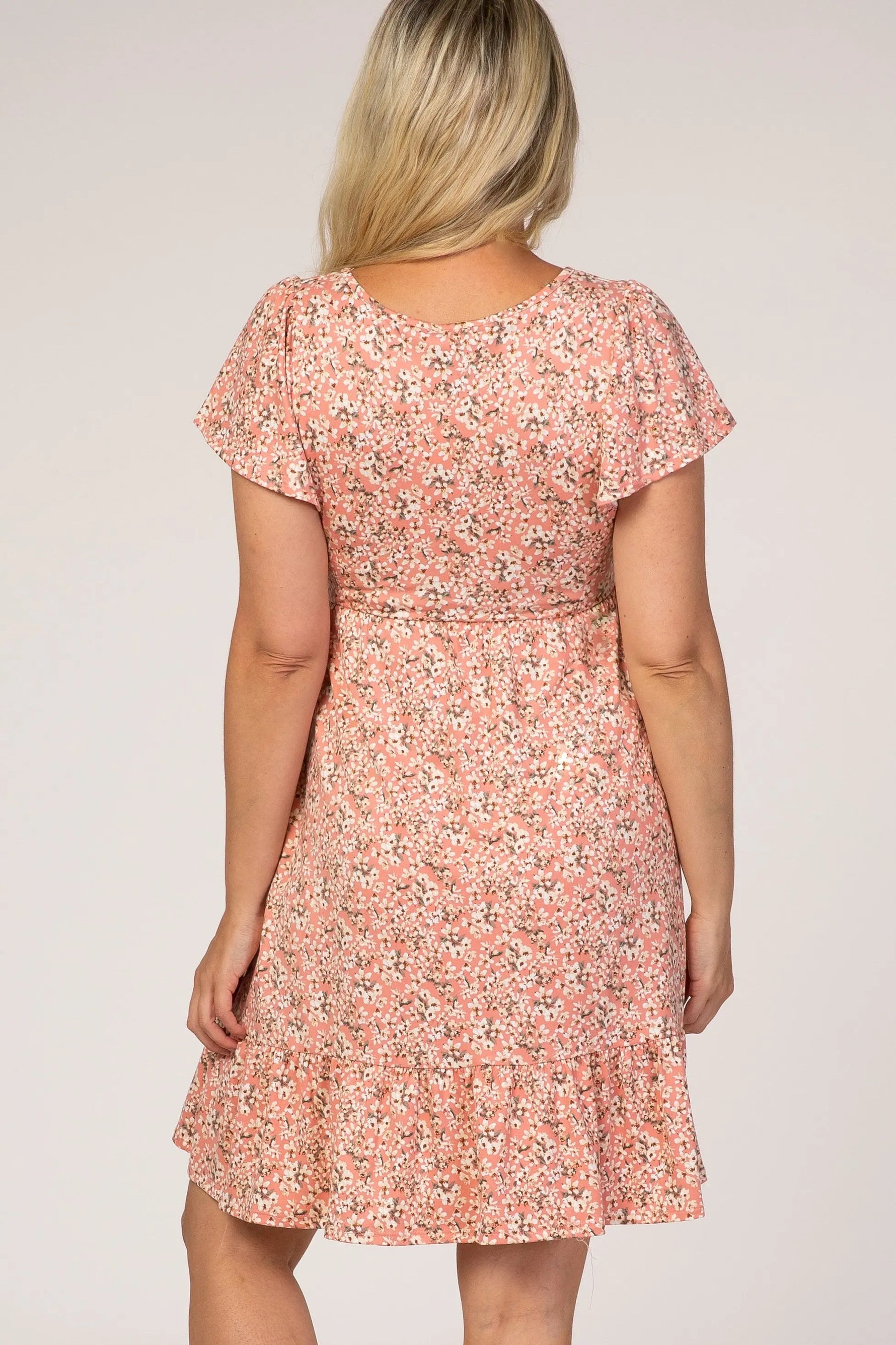 PinkBlush Pink Floral Ruffle Accent Maternity Dress - 