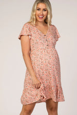 PinkBlush Pink Floral Ruffle Accent Maternity Dress - 