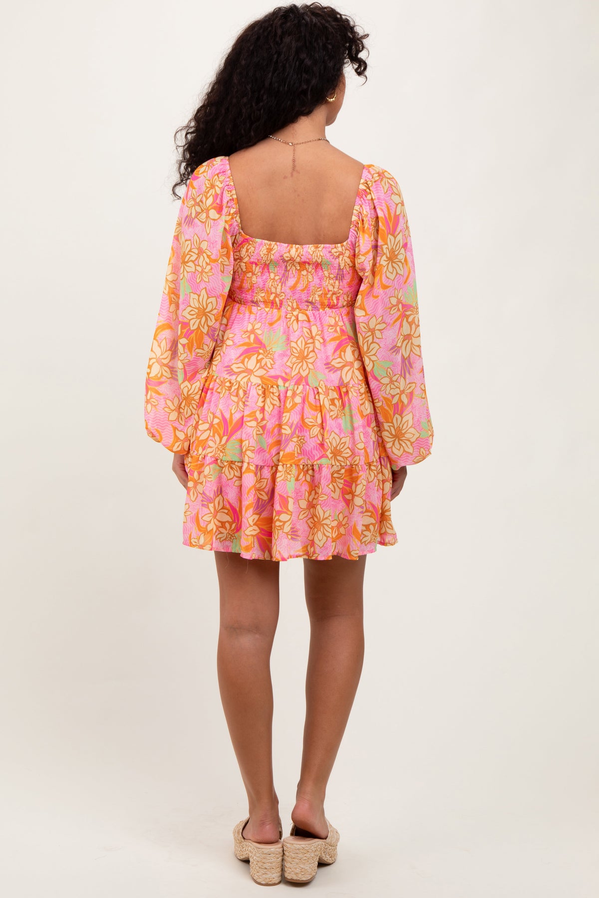 PinkBlush Pink Floral Smocked Bubble Sleeve Dress - 