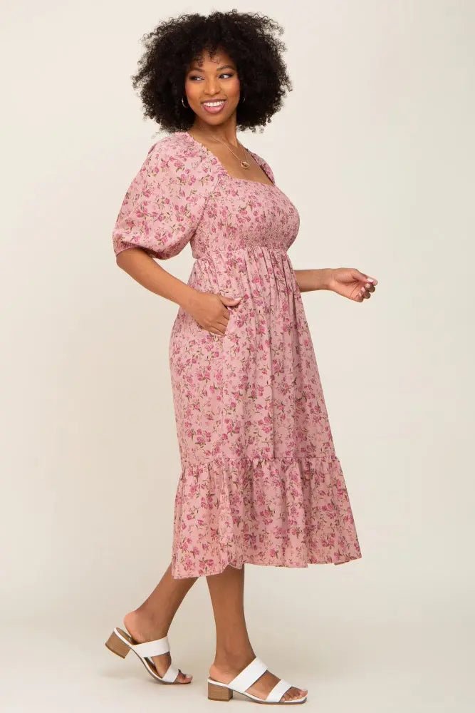 PinkBlush Pink Floral Smocked Midi Dress - 