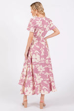 PinkBlush Pink Floral V Neck High Low Dress - 
