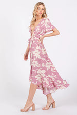 PinkBlush Pink Floral V Neck High Low Dress - 