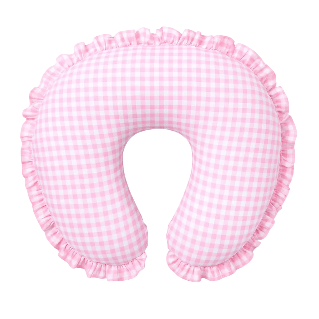 Little Mae & Co Pink Gingham Ruffle Nursing Pillow Cover - 