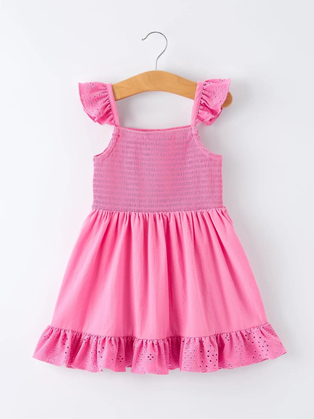 Rylee Faith Designs Pink Girl Smocked Ruffle Dress - 