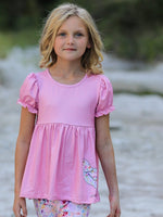 Rylee Faith Designs Pink Girls Farm Animals Bell Bottoms outfit - 