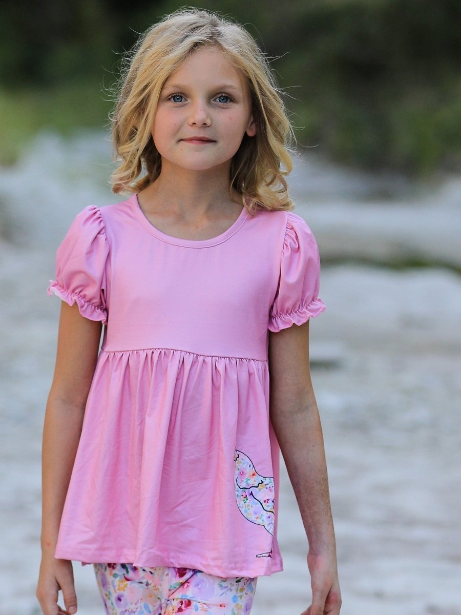 Rylee Faith Designs Pink Girls Farm Animals Bell Bottoms outfit - 