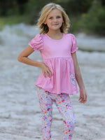 Rylee Faith Designs Pink Girls Farm Animals Bell Bottoms outfit - 