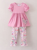 Rylee Faith Designs Pink Girls Farm Animals Bell Bottoms outfit - 