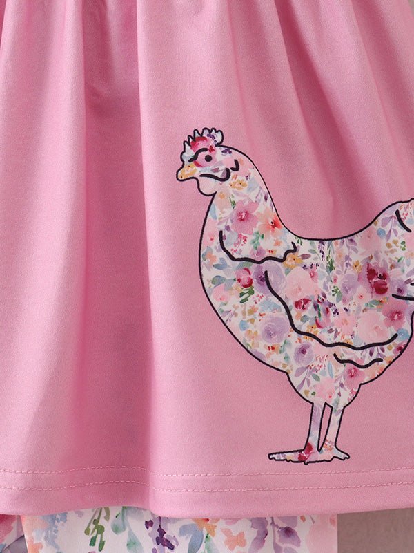 Rylee Faith Designs Pink Girls Farm Animals Bell Bottoms outfit - 