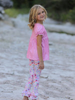 Rylee Faith Designs Pink Girls Farm Animals Bell Bottoms outfit - 