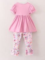 Rylee Faith Designs Pink Girls Farm Animals Bell Bottoms outfit - 