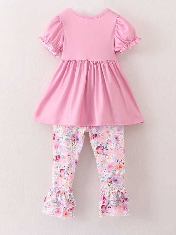 Rylee Faith Designs Pink Girls Farm Animals Bell Bottoms outfit - 