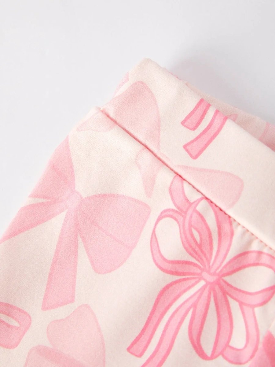 Rylee Faith Designs Pink Girls Top Bow Floral Print Bell Bottom Pants Set - Everetts Place Boutique - 