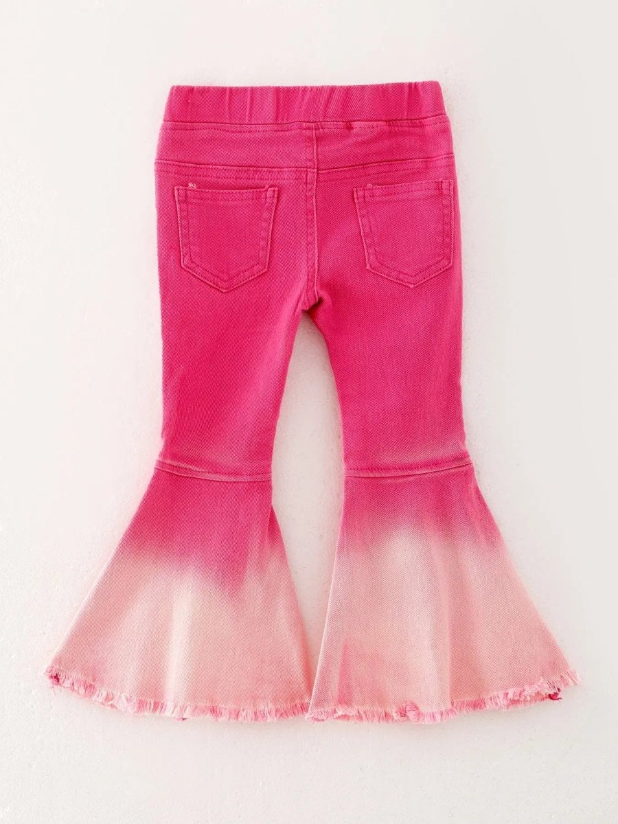 Rylee Faith Designs Pink Gradient Denim Flared Pants - 