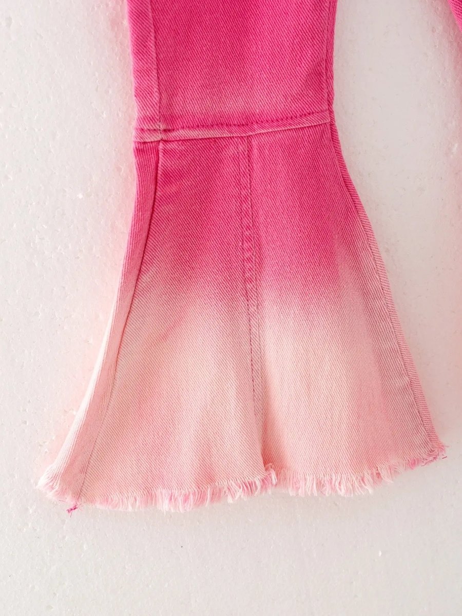 Rylee Faith Designs Pink Gradient Denim Flared Pants - 