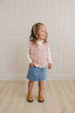 Mebie Baby Pink Knit Button Down Vest - 
