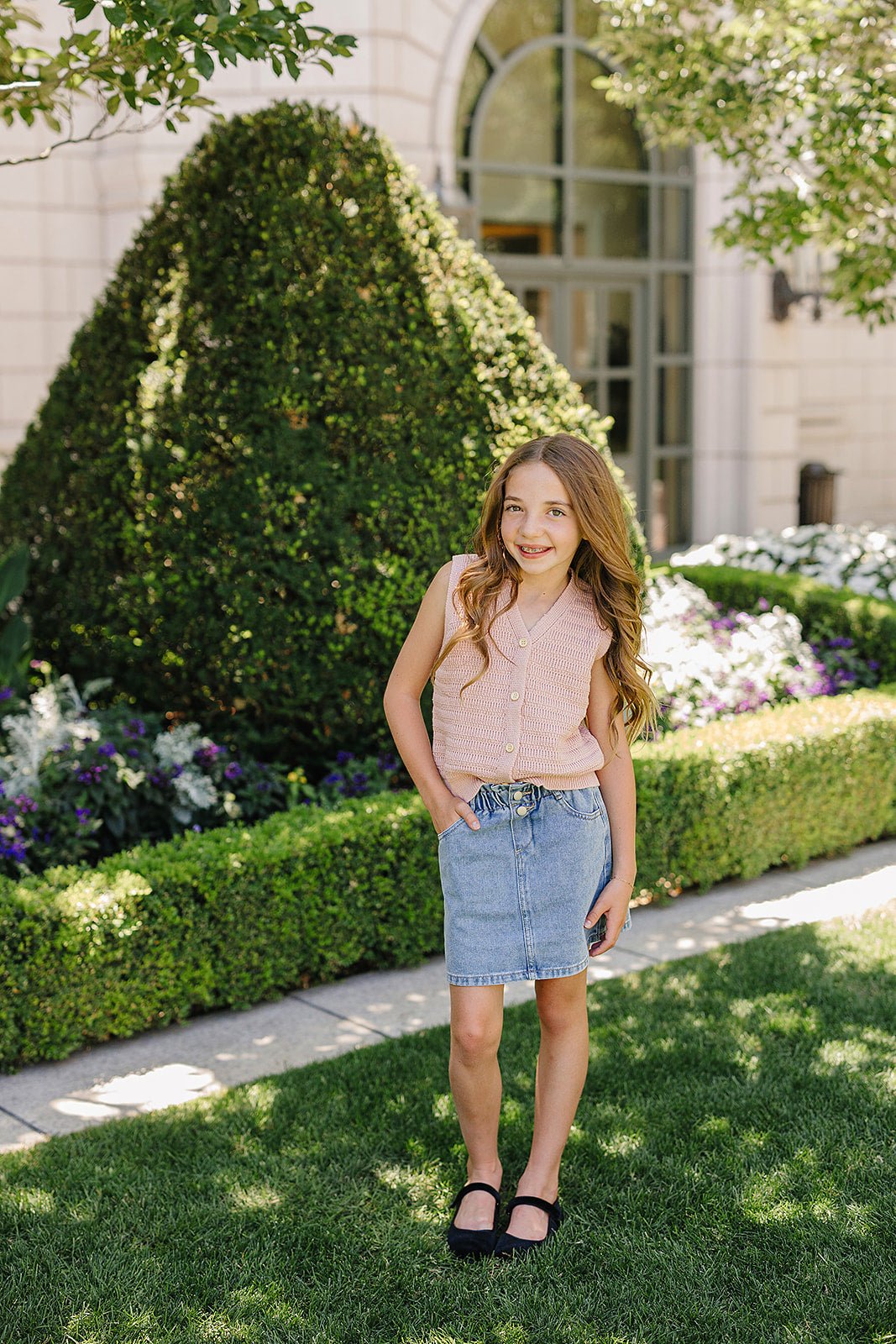 Mebie Baby Pink Knit Button Down Vest - 
