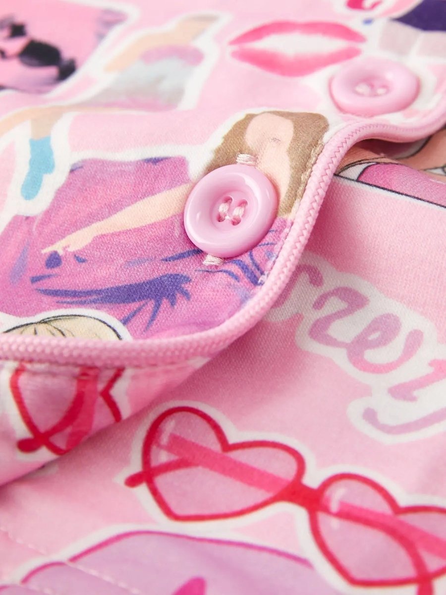 Rylee Faith Designs Pink Lapel Button Short Sleeve Shorts Pajama Set For Women - Everetts Place Boutique - 