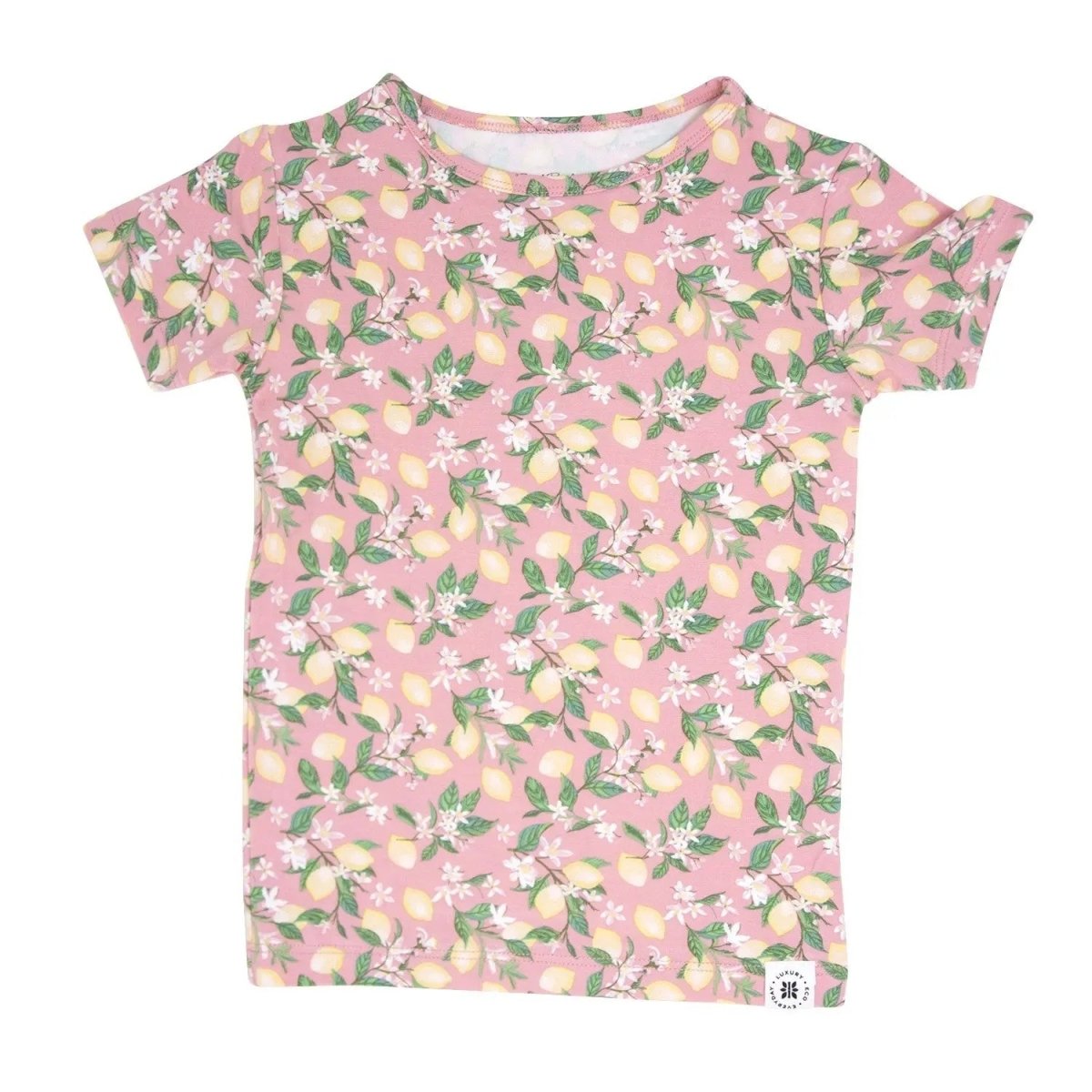 Sweet Bamboo Pink Lemon Floral Print Summer Pajama Set for Stylish Kids - 