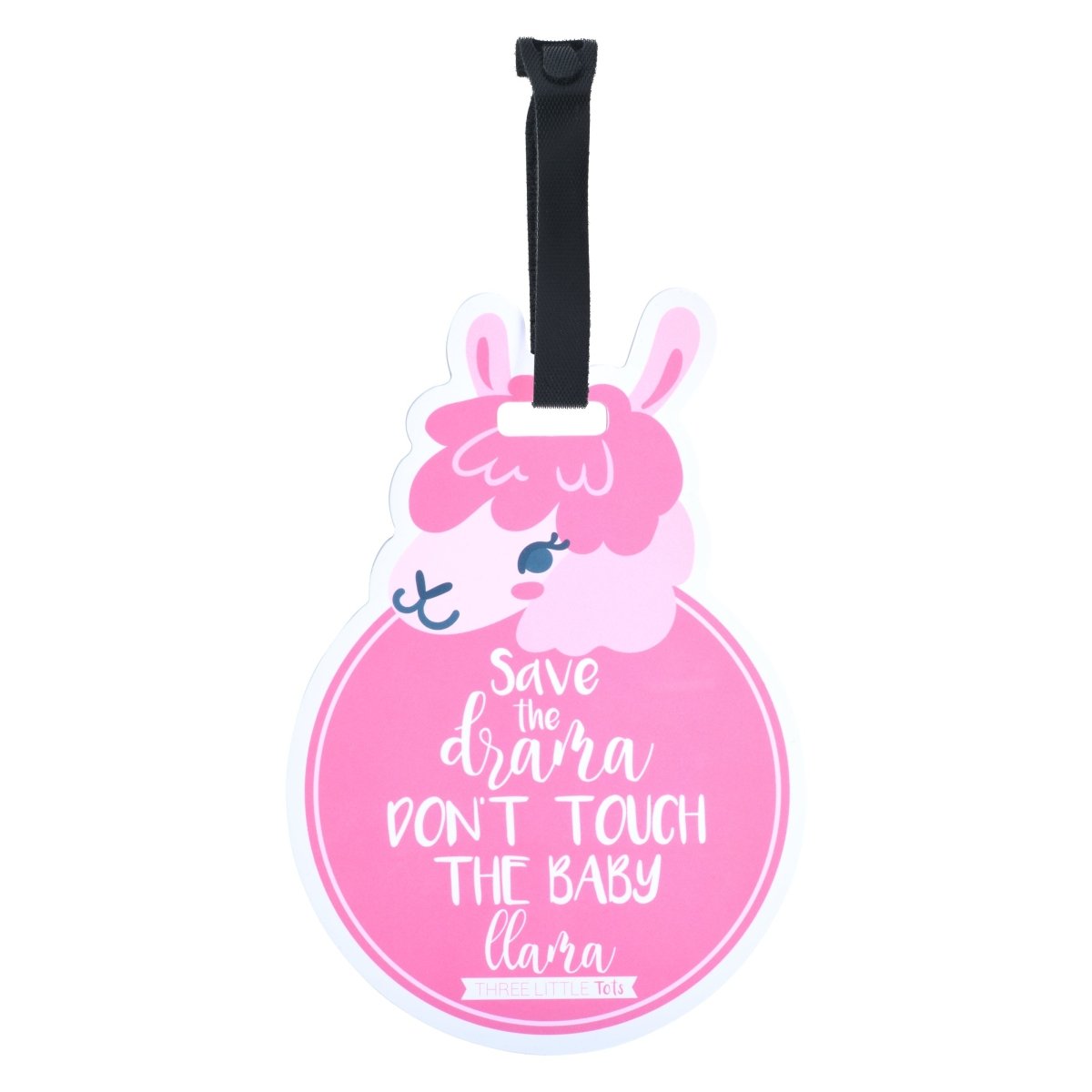 Three Little Tots Pink Llama No Touching Newborn Baby Car Seat Sign Tag - 