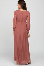 PinkBlush Pink Metallic Chiffon Maxi Dress - 